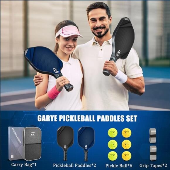 Pickleball Paddles Set of 2, USAPA Approved Carbon Fiber Pickleball Set - Picture 6 of 7